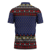 Santa And Jesus Christmas Christmas Zipper Polo Shirt Xmas Holiday Patterns - Wonder Print Shop