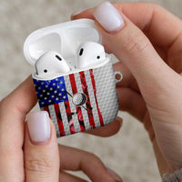 Golf Ball and Clubs AirPods Case with American Flag Smoke Effect and Hexagon Pattern - Wonder Print Shop