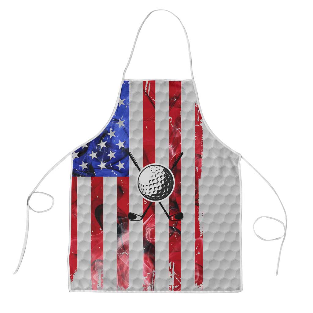 Golf Ball and Clubs Apron with American Flag Smoke Effect and Hexagon Pattern - Wonder Print Shop