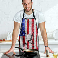 Golf Ball and Clubs Apron with American Flag Smoke Effect and Hexagon Pattern - Wonder Print Shop