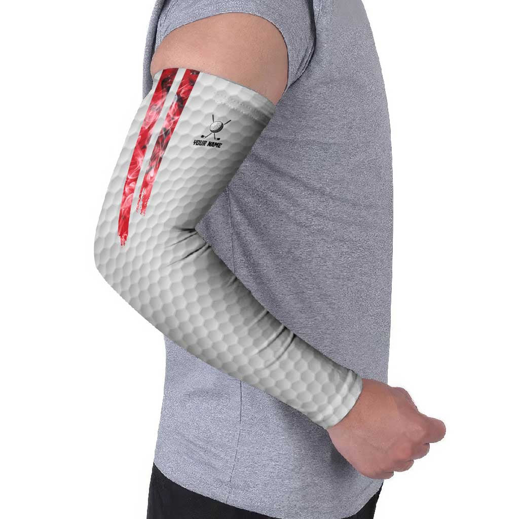 Custom Golf Ball and Clubs Arm Sleeves with American Flag Smoke Effect and Hexagon Pattern - Wonder Print Shop