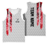 Custom Golf Ball and Clubs Basketball Jersey with American Flag Smoke Effect and Hexagon Pattern - Wonder Print Shop
