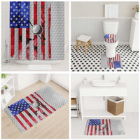 Golf Ball and Clubs Bathroom Set with American Flag Smoke Effect and Hexagon Pattern - Wonder Print Shop
