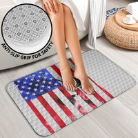 Golf Ball and Clubs Bathroom Set with American Flag Smoke Effect and Hexagon Pattern - Wonder Print Shop