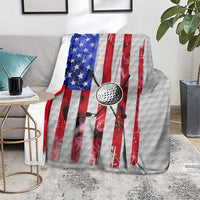 Golf Ball and Clubs Blanket with American Flag Smoke Effect and Hexagon Pattern - Wonder Print Shop