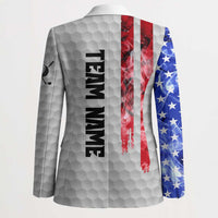 Custom Golf Ball and Clubs Blazer with American Flag Smoke Effect and Hexagon Pattern - Wonder Print Shop
