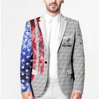 Custom Golf Ball and Clubs Blazer with American Flag Smoke Effect and Hexagon Pattern - Wonder Print Shop