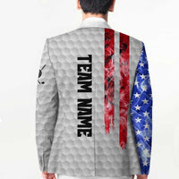 Custom Golf Ball and Clubs Blazer with American Flag Smoke Effect and Hexagon Pattern - Wonder Print Shop