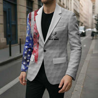Custom Golf Ball and Clubs Blazer with American Flag Smoke Effect and Hexagon Pattern - Wonder Print Shop