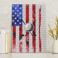 Golf Ball and Clubs Canvas Wall Art with American Flag Smoke Effect and Hexagon Pattern - Wonder Print Shop