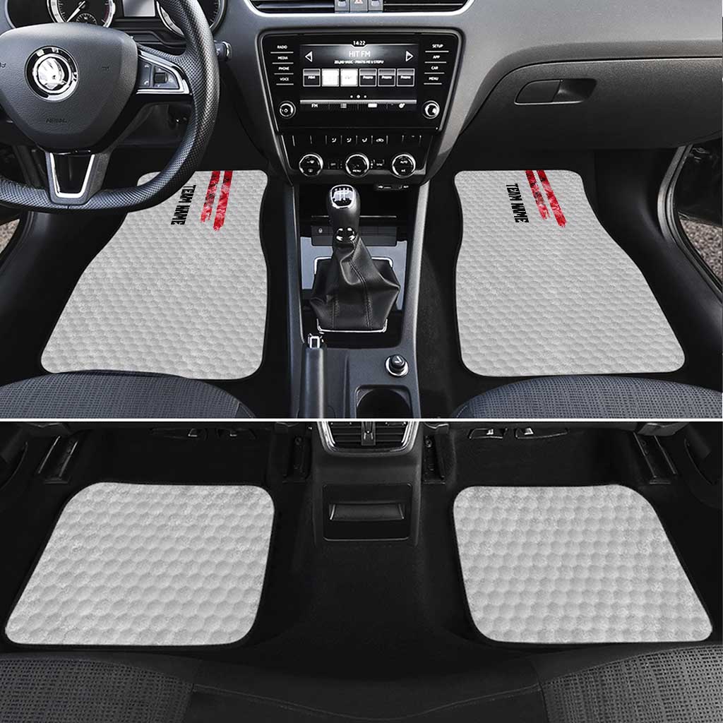 Custom Golf Ball and Clubs Car Mats with American Flag Smoke Effect and Hexagon Pattern - Wonder Print Shop