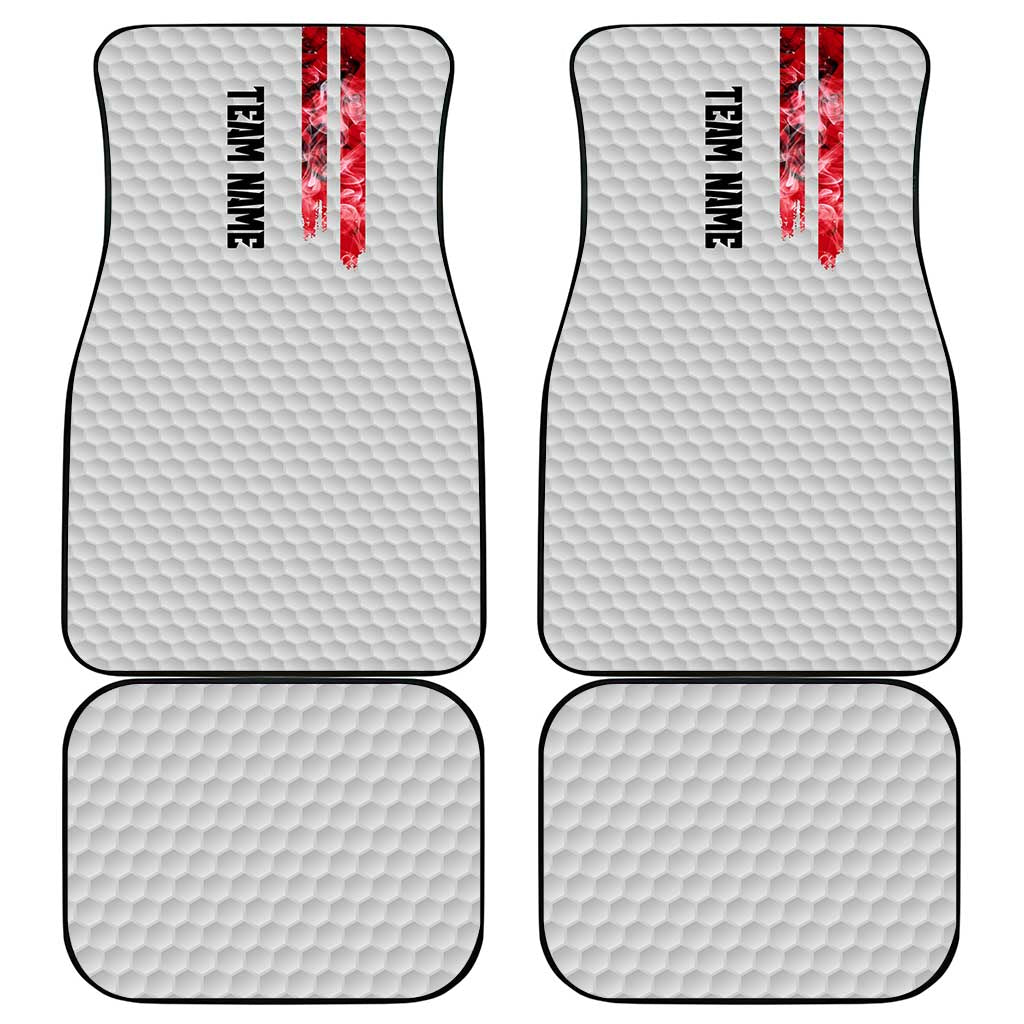 Custom Golf Ball and Clubs Car Mats with American Flag Smoke Effect and Hexagon Pattern - Wonder Print Shop