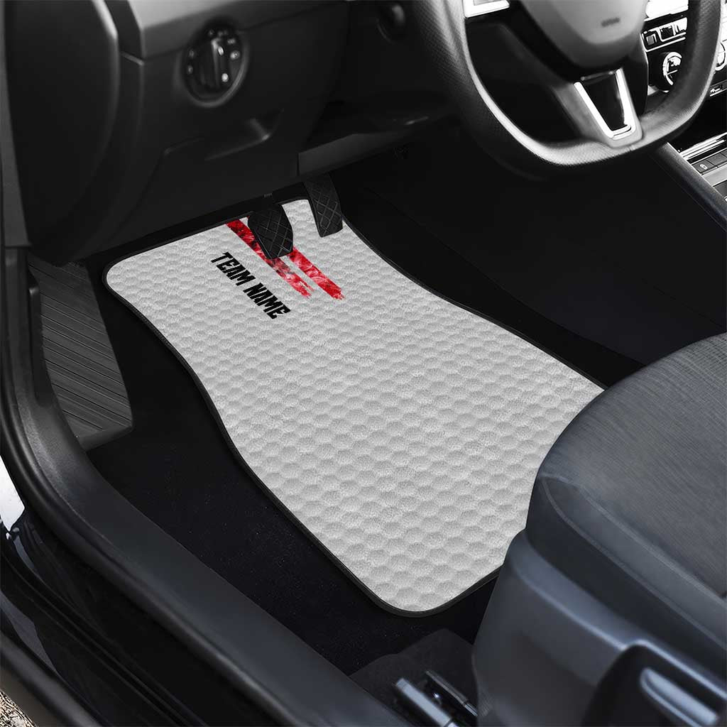 Custom Golf Ball and Clubs Car Mats with American Flag Smoke Effect and Hexagon Pattern - Wonder Print Shop