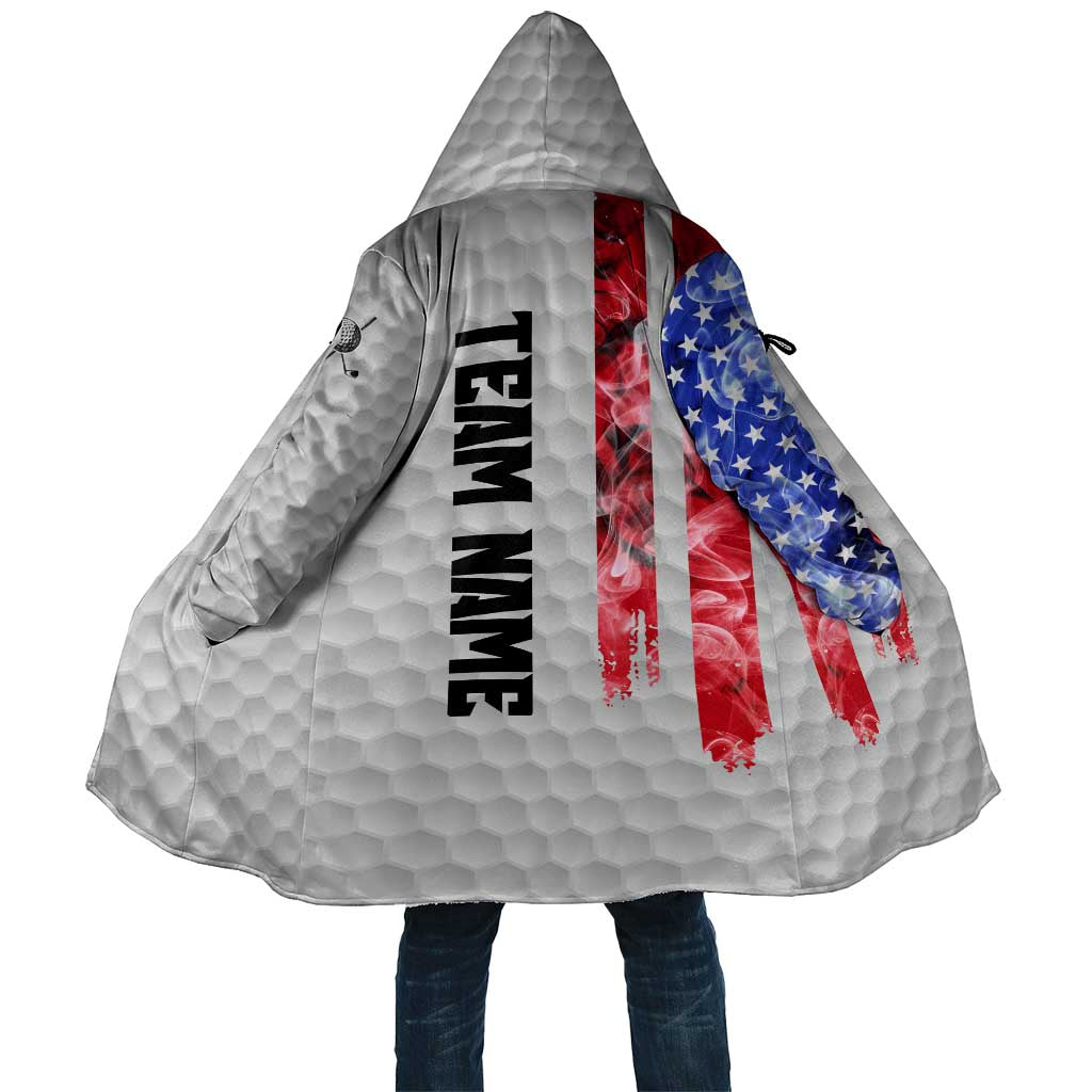 Custom Golf Ball and Clubs Cloak with American Flag Smoke Effect and Hexagon Pattern - Wonder Print Shop