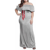 Custom Golf Ball and Clubs Family Matching Off Shoulder Maxi Dress and Hawaiian Shirt with American Flag Smoke Effect and Hexagon Pattern - Wonder Print Shop