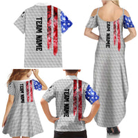 Custom Golf Ball and Clubs Family Matching Summer Maxi Dress and Hawaiian Shirt with American Flag Smoke Effect and Hexagon Pattern - Wonder Print Shop