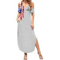 Custom Golf Ball and Clubs Family Matching Summer Maxi Dress and Hawaiian Shirt with American Flag Smoke Effect and Hexagon Pattern - Wonder Print Shop