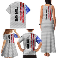 Custom Golf Ball and Clubs Family Matching Tank Maxi Dress and Hawaiian Shirt with American Flag Smoke Effect and Hexagon Pattern - Wonder Print Shop
