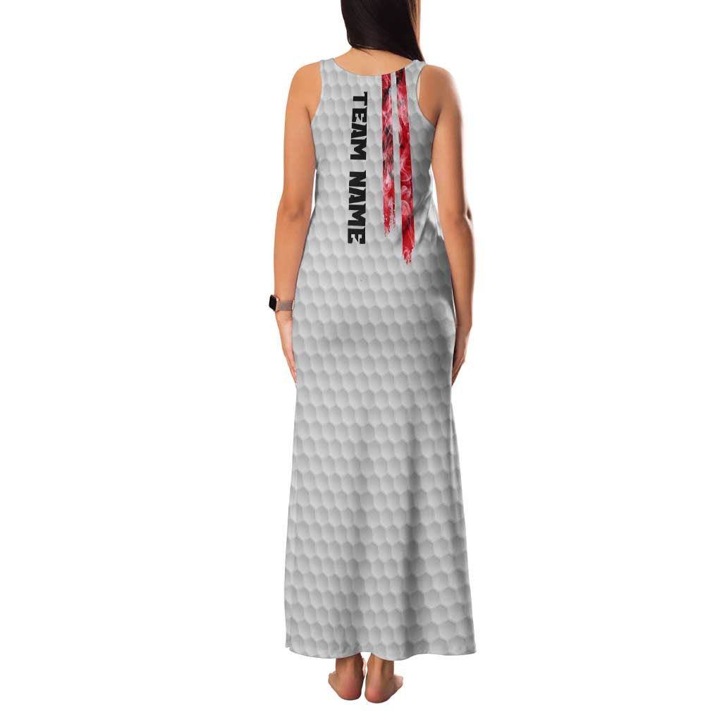 Custom Golf Ball and Clubs Family Matching Tank Maxi Dress and Hawaiian Shirt with American Flag Smoke Effect and Hexagon Pattern - Wonder Print Shop