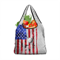 Golf Ball and Clubs Grocery Bag with American Flag Smoke Effect and Hexagon Pattern - Wonder Print Shop