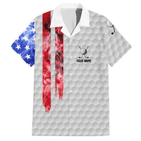 Custom Golf Ball and Clubs Hawaiian Shirt with American Flag Smoke Effect and Hexagon Pattern - Wonder Print Shop