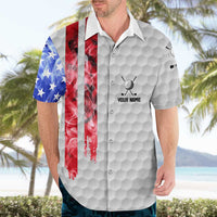 Custom Golf Ball and Clubs Hawaiian Shirt with American Flag Smoke Effect and Hexagon Pattern - Wonder Print Shop