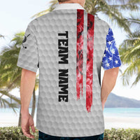 Custom Golf Ball and Clubs Hawaiian Shirt with American Flag Smoke Effect and Hexagon Pattern - Wonder Print Shop