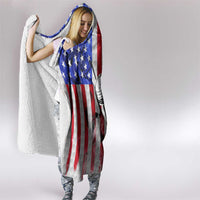 Golf Ball and Clubs Hooded Blanket with American Flag Smoke Effect and Hexagon Pattern - Wonder Print Shop