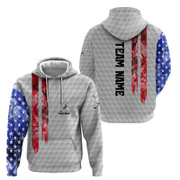 Custom Golf Ball and Clubs Hoodie with American Flag Smoke Effect and Hexagon Pattern - Wonder Print Shop