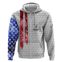 Custom Golf Ball and Clubs Hoodie with American Flag Smoke Effect and Hexagon Pattern - Wonder Print Shop
