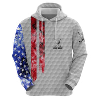 Custom Golf Ball and Clubs Hoodie with American Flag Smoke Effect and Hexagon Pattern - Wonder Print Shop