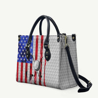 Golf Ball and Clubs Leather Bag with American Flag Smoke Effect and Hexagon Pattern - Wonder Print Shop