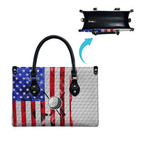 Golf Ball and Clubs Leather Bag with American Flag Smoke Effect and Hexagon Pattern - Wonder Print Shop