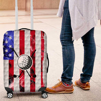Golf Ball and Clubs Luggage Cover with American Flag Smoke Effect and Hexagon Pattern - Wonder Print Shop