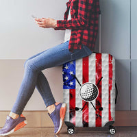 Golf Ball and Clubs Luggage Cover with American Flag Smoke Effect and Hexagon Pattern - Wonder Print Shop