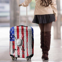 Golf Ball and Clubs Luggage Cover with American Flag Smoke Effect and Hexagon Pattern - Wonder Print Shop