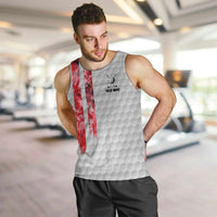 Custom Golf Ball and Clubs Men Tank Top with American Flag Smoke Effect and Hexagon Pattern - Wonder Print Shop