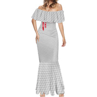 Custom Golf Ball and Clubs Mermaid Dress with American Flag Smoke Effect and Hexagon Pattern - Wonder Print Shop