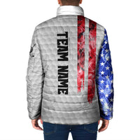 Custom Golf Ball and Clubs Padded Jacket with American Flag Smoke Effect and Hexagon Pattern - Wonder Print Shop