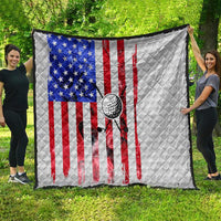 Golf Ball and Clubs Quilt with American Flag Smoke Effect and Hexagon Pattern - Wonder Print Shop