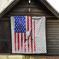 Golf Ball and Clubs Quilt with American Flag Smoke Effect and Hexagon Pattern - Wonder Print Shop