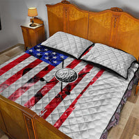 Golf Ball and Clubs Quilt Bed Set with American Flag Smoke Effect and Hexagon Pattern - Wonder Print Shop