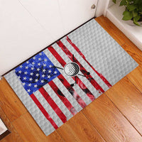 Golf Ball and Clubs Rubber Doormat with American Flag Smoke Effect and Hexagon Pattern - Wonder Print Shop