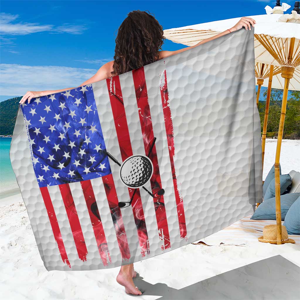 Golf Ball and Clubs Sarong with American Flag Smoke Effect and Hexagon Pattern - Wonder Print Shop