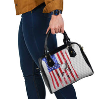 Golf Ball and Clubs Shoulder Handbag with American Flag Smoke Effect and Hexagon Pattern - Wonder Print Shop