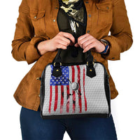 Golf Ball and Clubs Shoulder Handbag with American Flag Smoke Effect and Hexagon Pattern - Wonder Print Shop