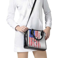 Golf Ball and Clubs Shoulder Handbag with American Flag Smoke Effect and Hexagon Pattern - Wonder Print Shop