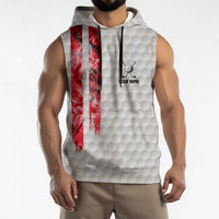 Custom Golf Ball and Clubs Sleeveless Hoodie with American Flag Smoke Effect and Hexagon Pattern - Wonder Print Shop