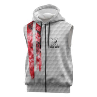 Custom Golf Ball and Clubs Sleeveless Zip Hoodie with American Flag Smoke Effect and Hexagon Pattern - Wonder Print Shop
