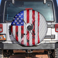 Golf Ball and Clubs Spare Tire Cover with American Flag Smoke Effect and Hexagon Pattern - Wonder Print Shop